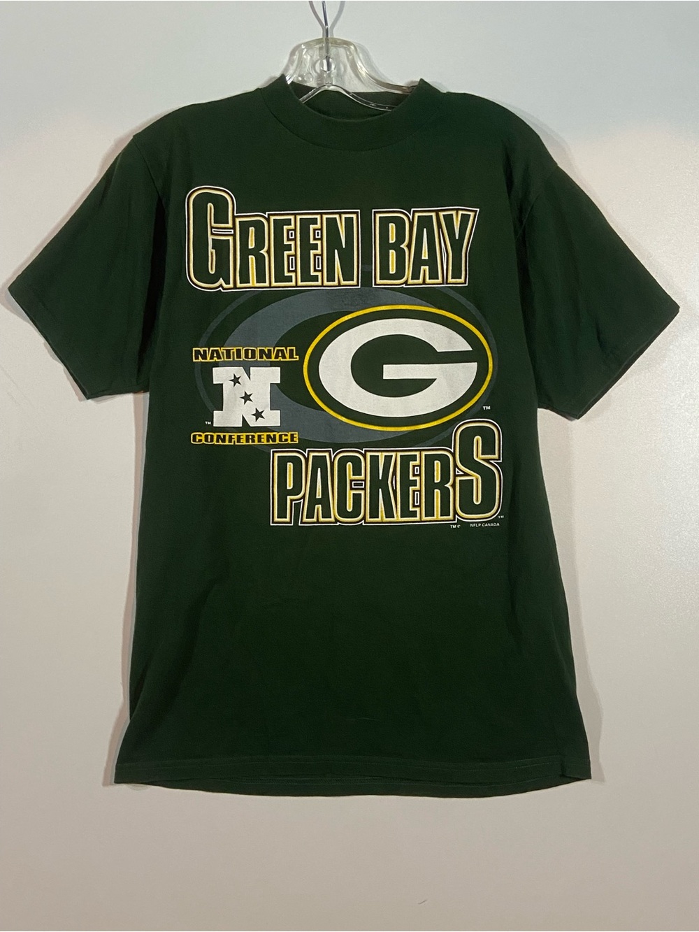 Vintage Green Bay Packers Graphic Tee - Dark Green with Yellow & White Logo